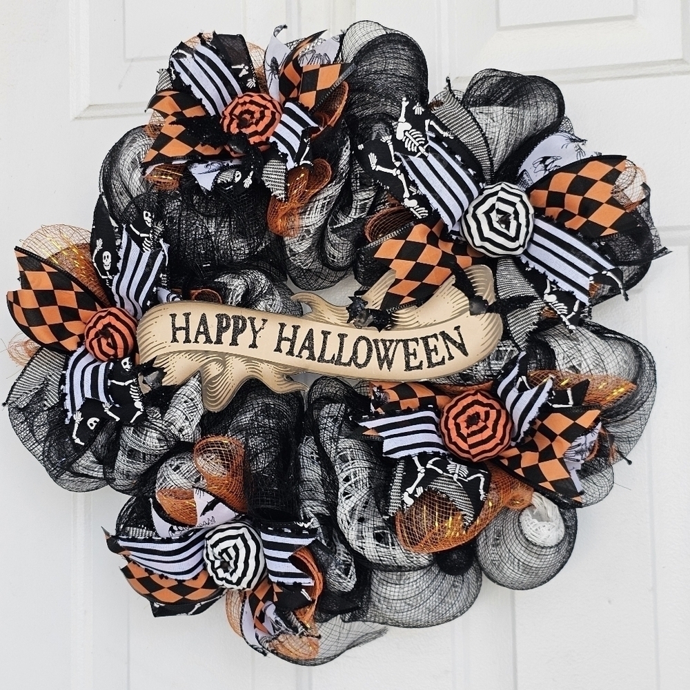 Handmade Halloween Wreath, Halloween Wreaths for Front Door, Front Door Wreath